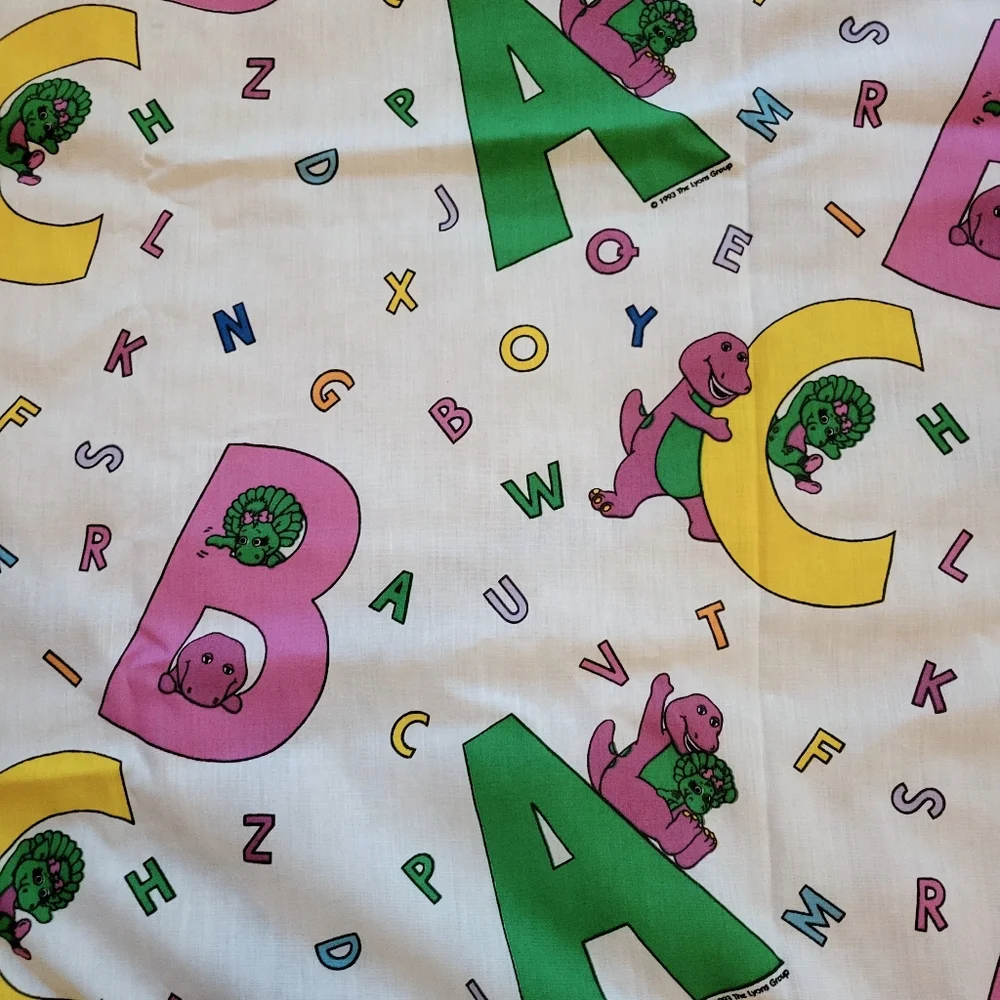 Vintage 1990s Barney the Purple Dinosaur Curtain Set‎ Drapes A B C 42x68